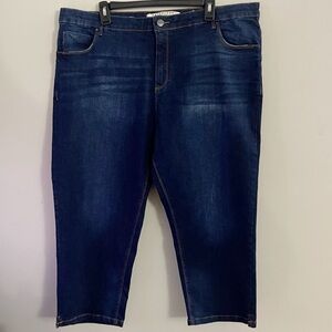 Anthology Dark Wash Cropped Straight Leg Jeans Chic Jhorts Style Spring Summer